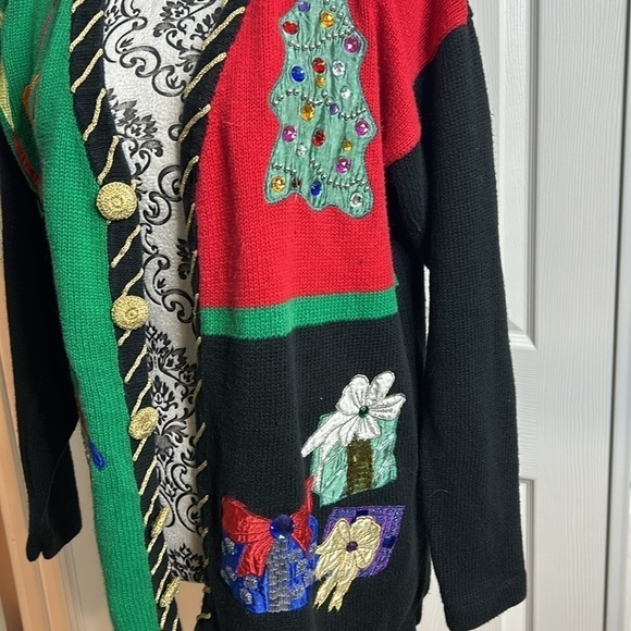 Work In Progress Ugly Christmas Sweater Open Cardigan M - Picture 3 of 5